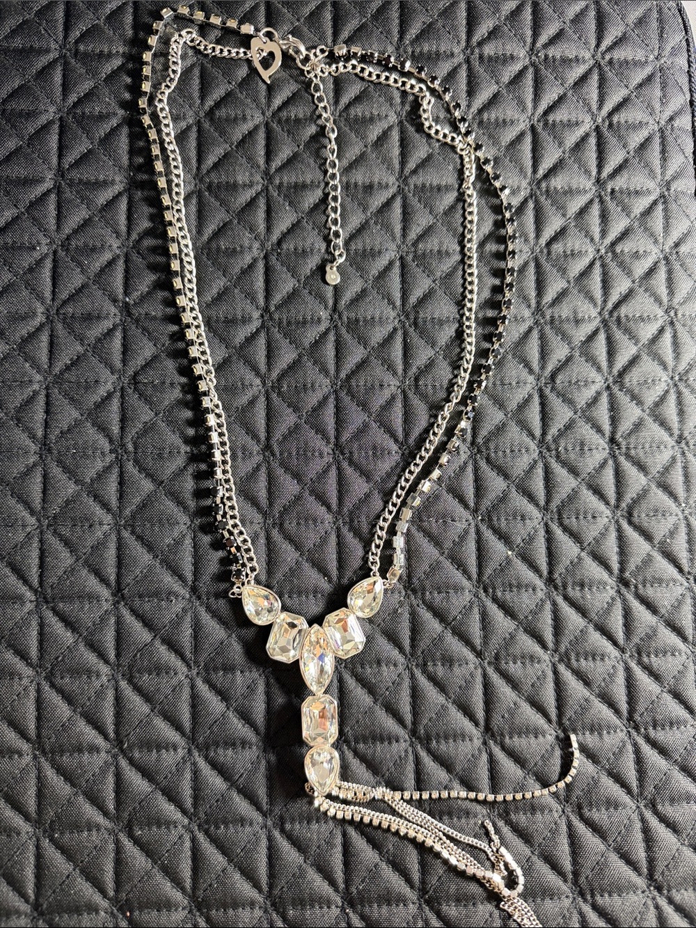 Silver Crystal Y-Style Pendant Necklace - Women's Jewelry